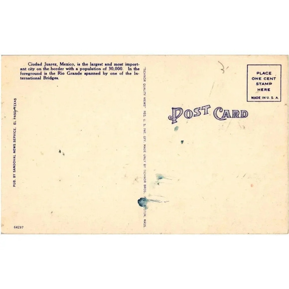 Bird's-Eye View of Ciudad Juarez, Mexico Postcard - Picture 2 of 2